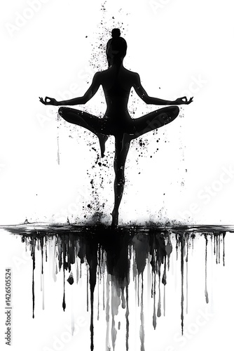 Woman in Yoga Pose, Abstract Art