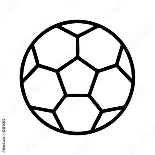 Soccer ball outline design with hexagonal pattern on white background  