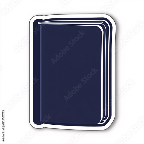 Dark Blue Notebook Sticker with Simple Shape and Bold White Outline photo