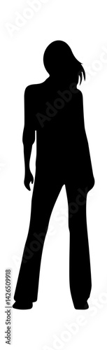Silhouette of a confident female figure exuding strength and elegance against a plain background.