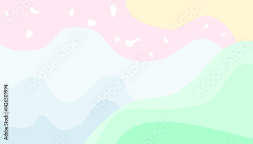 Abstract colorfull wave clouds pattern with pastel color background.  Minimalist soft elegant fluid or liquid design for wallpaper.