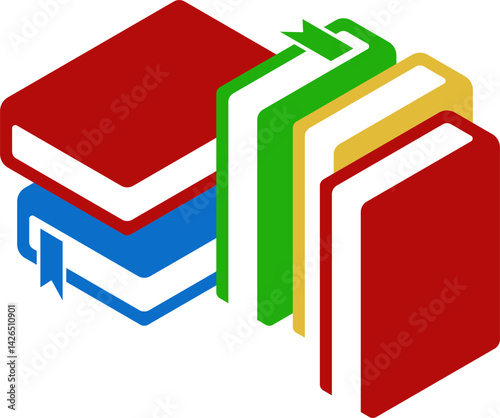 Colorful flat book in vector format. Ideal for school apps, e-learning platforms, educational websites, infographics, and children’s content design. Isolated on white.