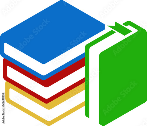 Colorful flat book in vector format. Ideal for school apps, e-learning platforms, educational websites, infographics, and children’s content design. Isolated on white.