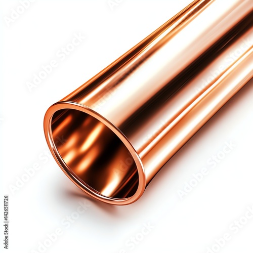 Shiny copper pipe with a smooth interior surface.