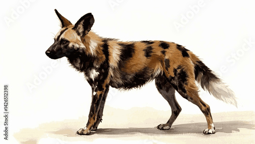 Painted brotherhood african wild dog isolated watercolor vector illustration svg 