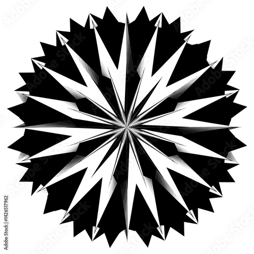 Radial black and white spiky design 