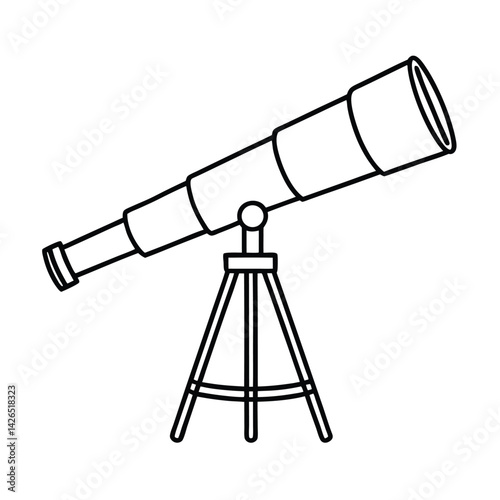 Telescope outline illustration for astronomy education and science projects exploration equipment