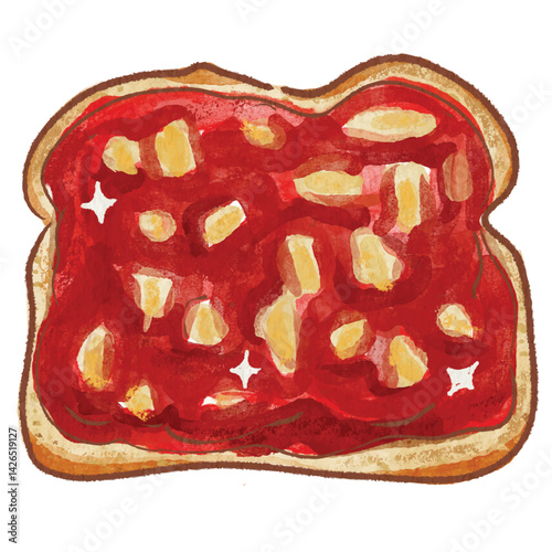 Drawing of strawberry jam toast