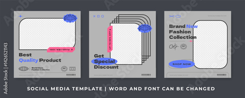 Bold monochrome social media post template. Perfect for promotions, fashion campaigns, and trendy product showcases.