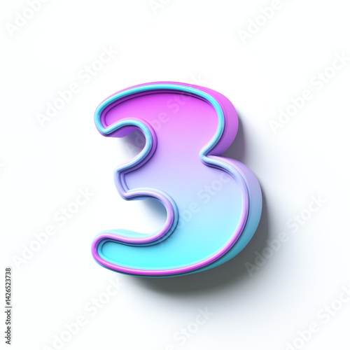 Obraz na płótnie Pink blue gradient cartoon font Number 3 THREE 3D w salonie
