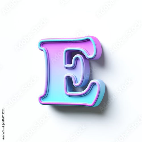 Obraz na płótnie Pink blue gradient cartoon font Letter E 3D w salonie