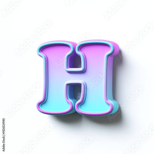 Obraz na płótnie Pink blue gradient cartoon font Letter H 3D w salonie