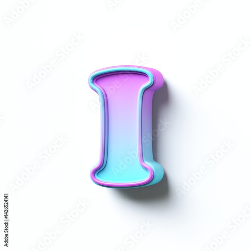 Pink blue gradient cartoon font Letter I 3D