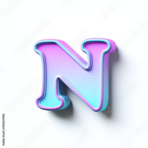 Obraz na płótnie Pink blue gradient cartoon font Letter N 3D w salonie