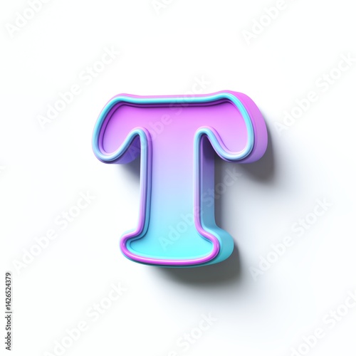 Obraz na płótnie Pink blue gradient cartoon font Letter T 3D w salonie