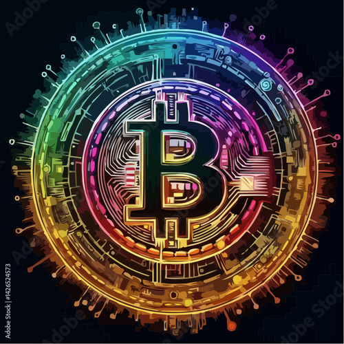 digitally created image representing bitcoin 7
