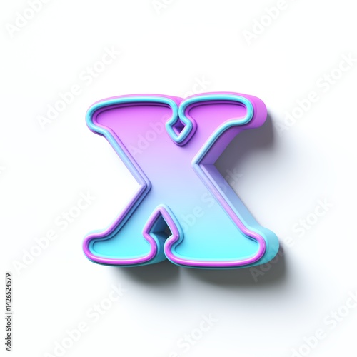 Obraz na płótnie Pink blue gradient cartoon font Letter X 3D w salonie
