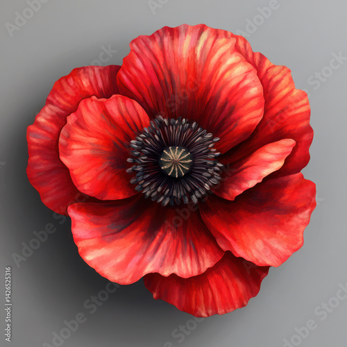 red poppy isolated on black