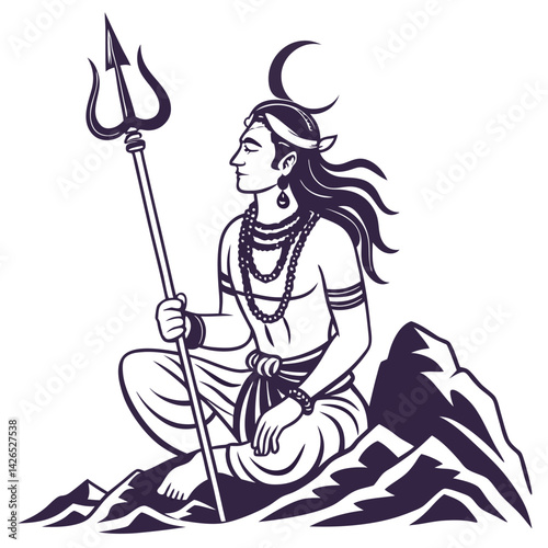 Vector Illustration of Lord Shiva in Meditative Pose A Powerful Representation of Inner Peace, Strength, and Spirituality