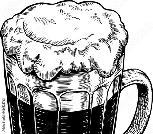 Celebrating craft beers local brewery illustration vintage style close-up concept