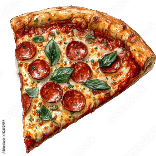 Food photography irresistible pepperoni pizza slice up close