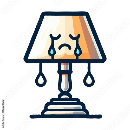 Sad Lamp Cartoon Illustration