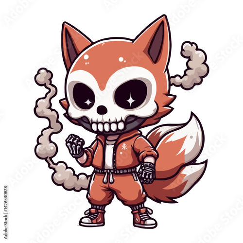 Spooky Fox Cartoon Character Illustration