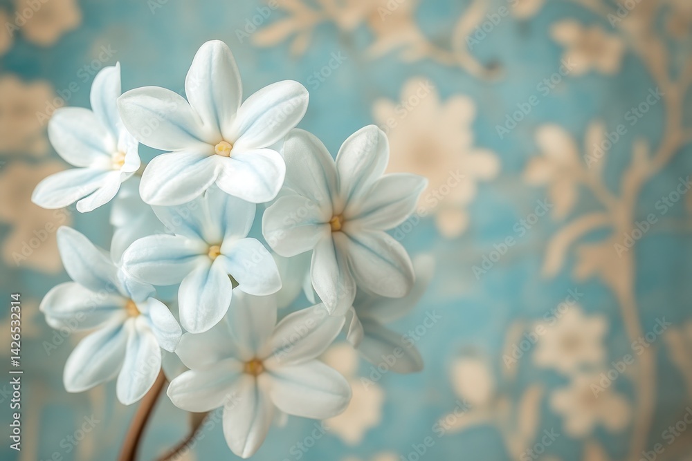 Naklejka premium Delicate pale blue flowers clustered close-up