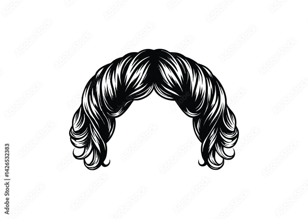 Obraz premium Silhouette of t-part wig isolated on a white background
