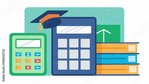 A financial aid calculator that helps students estimate their potential eligibility for grants loans and scholarships.. Vector illustration