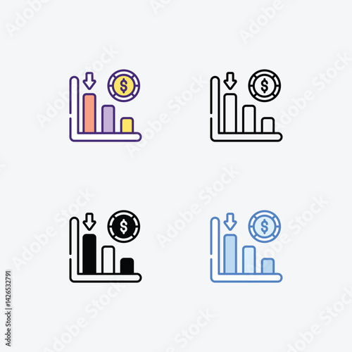 Losses  icons set in different style vector stock illustration