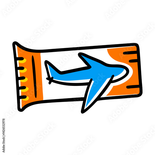 Air ticket with an illustrated airplane design, symbolizing travel and adventure