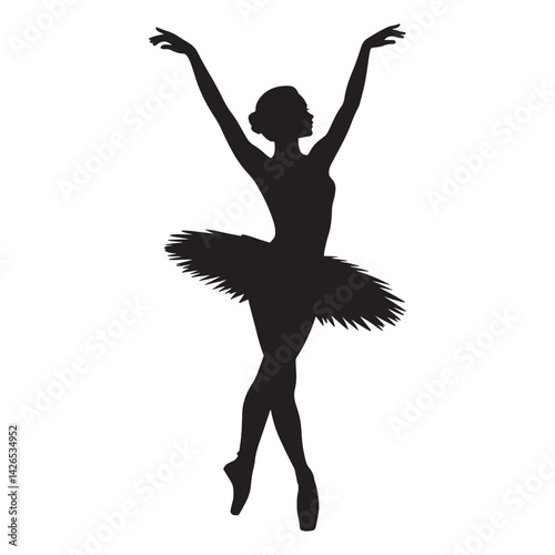 Ballet Ballerina Silhouette - Classical Dance Pose Illustration
