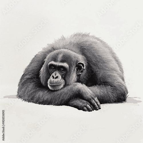 Wisdom in water bonobo isolated watercolor vector illustration svg 