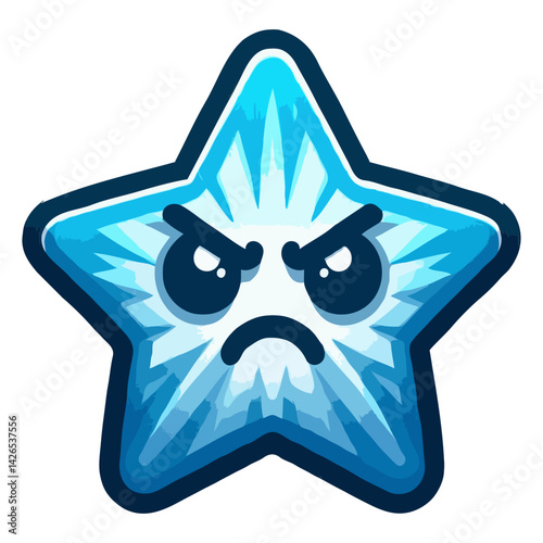 Angry Blue Star Cartoon Character