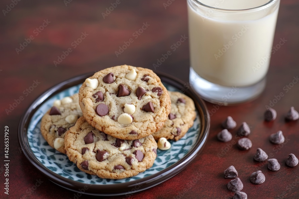 Chocolate chip cookies on tray. Chocolate chip cookies on tray.