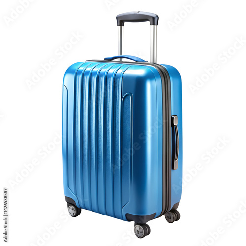 Blue modern suitcase isolated on white background