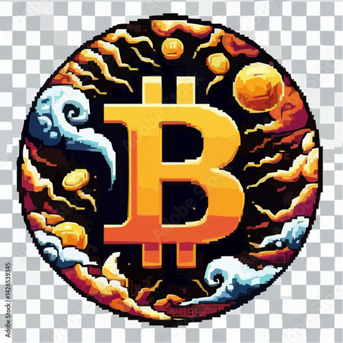 
representation of a bitcoin coin with a transparent background 88