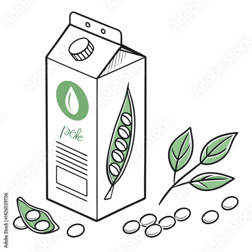 "Soy Milk Carton Vector Design on White Background - AI Graphic File for Digital Use"