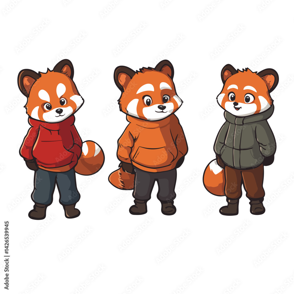 Fototapeta premium Little panda, animal, vector, transparent background, red panda, ailurus fulgens, ailurus, various
