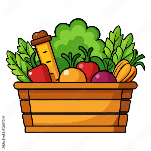 Fresh Organic Vegetables in a Wooden Basket Healthy Food Harvest