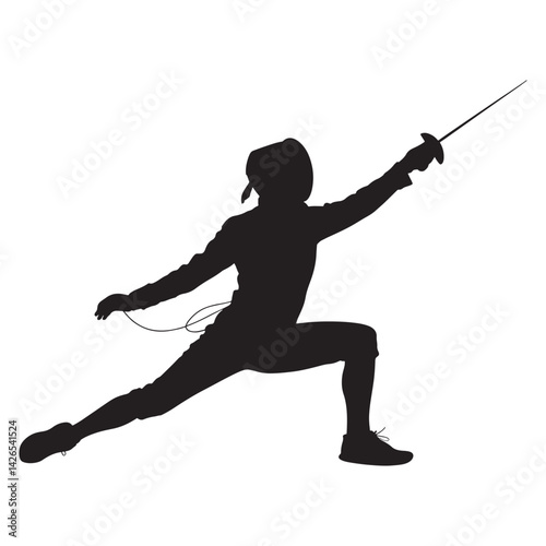 Silhouette of a Fencer in Action - Sport and Martial Arts Illustration