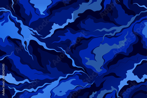 Elegant seamless marble pattern in blue. Vector illustration for premium background, wallpaper, packaging and digital design.