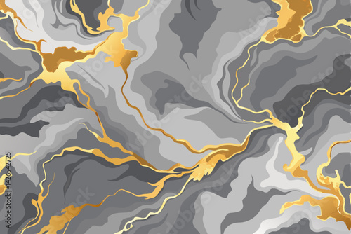 Premium green and golden marble background. Vector illustration.