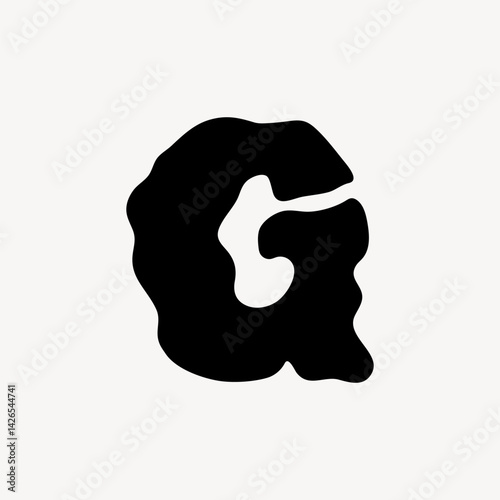 G letter, distorted English alphabet vector
