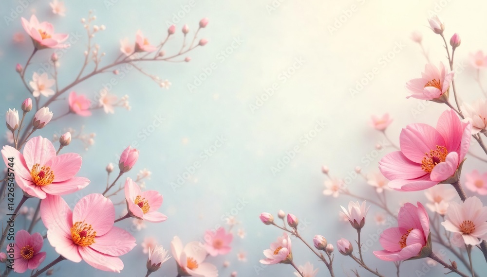 Fototapeta premium Subtle floral motif, pastel hues, delicate design, design, organic