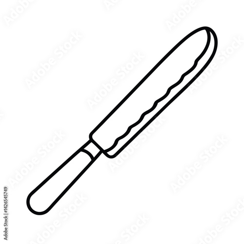 Butter knife outline vector illustration sharp blade food preparation element kitchen tool design