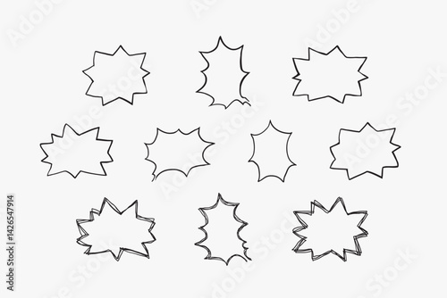 Obraz na płótnie A collection of simple lines hand drawn speech bubbles in various shapes. Set of simple of hand drawn speech bubbles in various sizes and shapes. Set of simple lines hand drawn speech bubbles w salonie