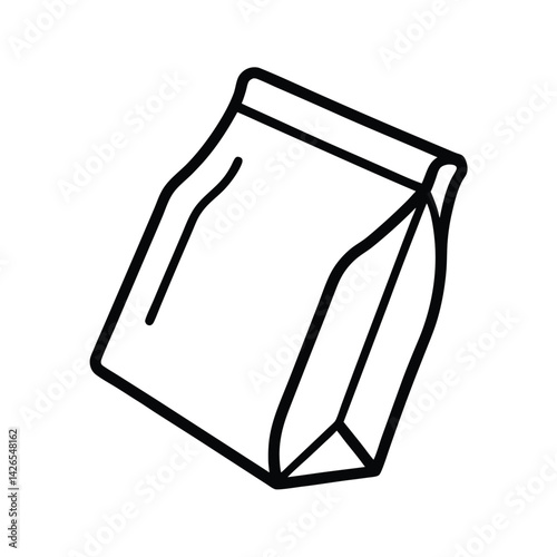 Simple packaging bag outline for design templates and minimalist graphic projects