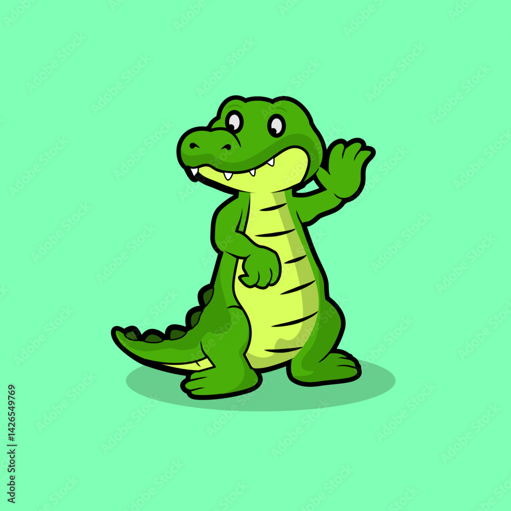 Fototapeta premium vector cartoon funny cute crocodile isolated